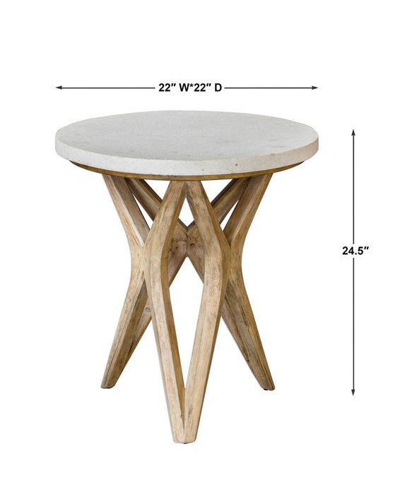 Marnie Accent Table Mixed Woods With An Natural Ivory-Furniture-Uttermost-Lighting Design Store