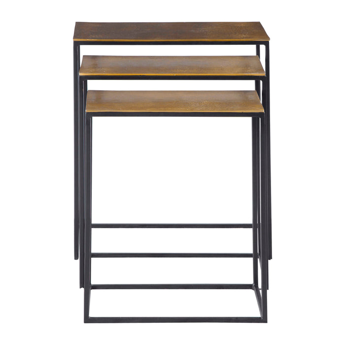 Coreene Nesting Tables, Set/3 Aged Black Iron-Furniture-Uttermost-Lighting Design Store