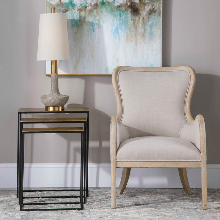 Coreene Nesting Tables, Set/3 Aged Black Iron-Furniture-Uttermost-Lighting Design Store