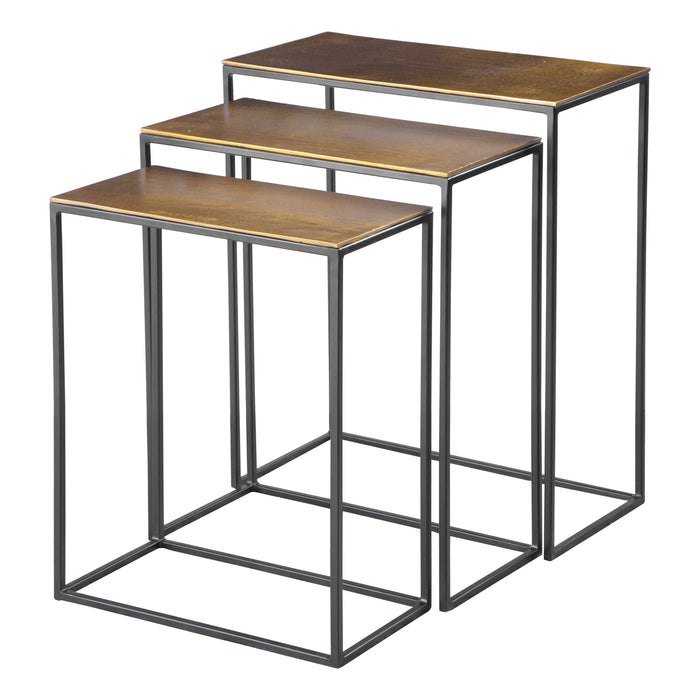 Coreene Nesting Tables, Set/3 Aged Black Iron-Furniture-Uttermost-Lighting Design Store