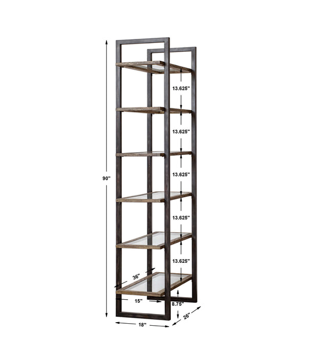 Olwyn Etagere Aged Steel-Furniture-Uttermost-Lighting Design Store