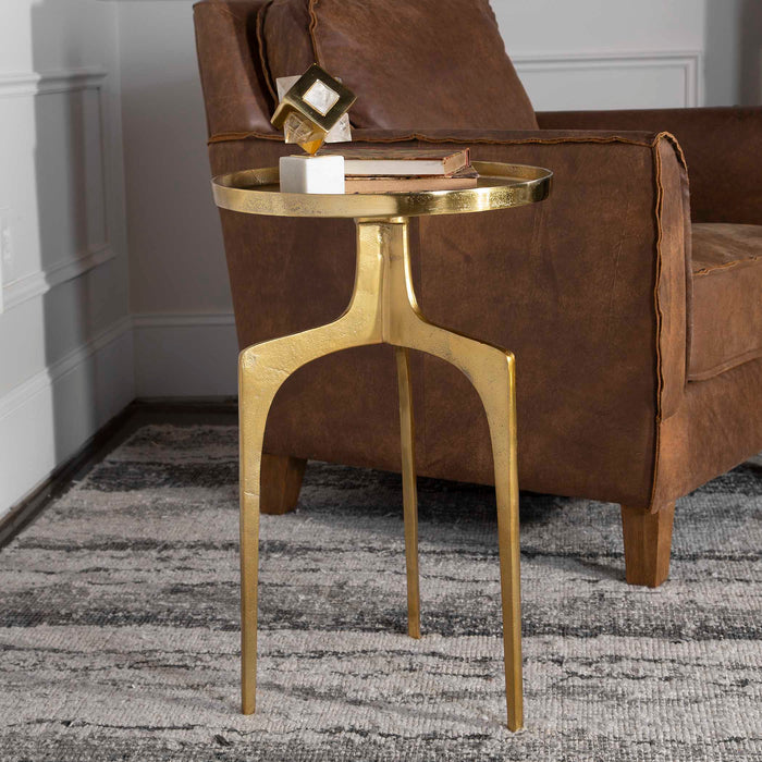 Kenna Accent Table Textured Soft Gold-Furniture-Uttermost-Lighting Design Store