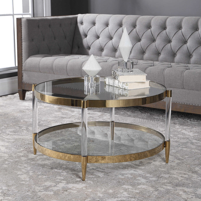 Kellen Coffee Table Stainless Steel-Furniture-Uttermost-Lighting Design Store
