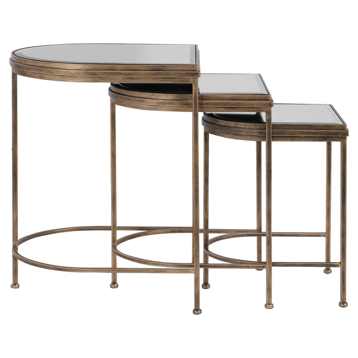 India Nesting Tables, Set/3 Antique Brushed Gold-Furniture-Uttermost-Lighting Design Store