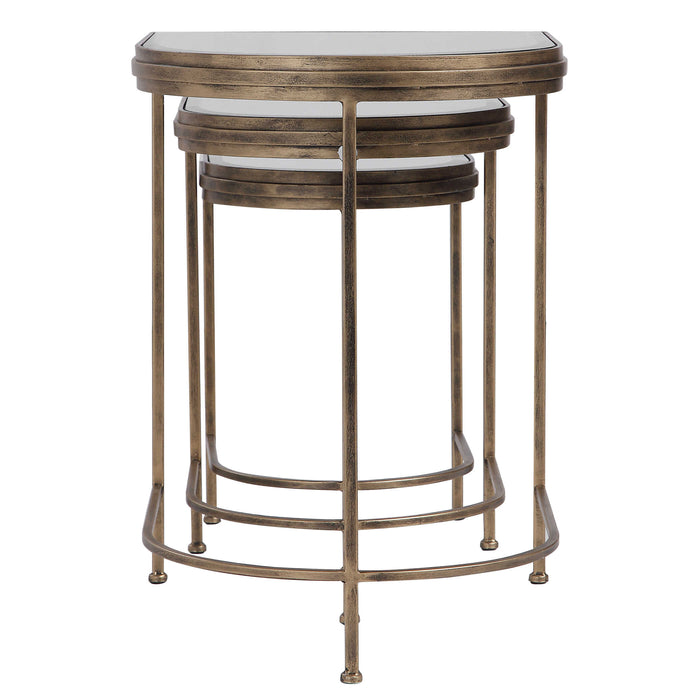 India Nesting Tables, Set/3 Antique Brushed Gold-Furniture-Uttermost-Lighting Design Store