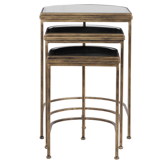 India Nesting Tables, Set/3 Antique Brushed Gold-Furniture-Uttermost-Lighting Design Store