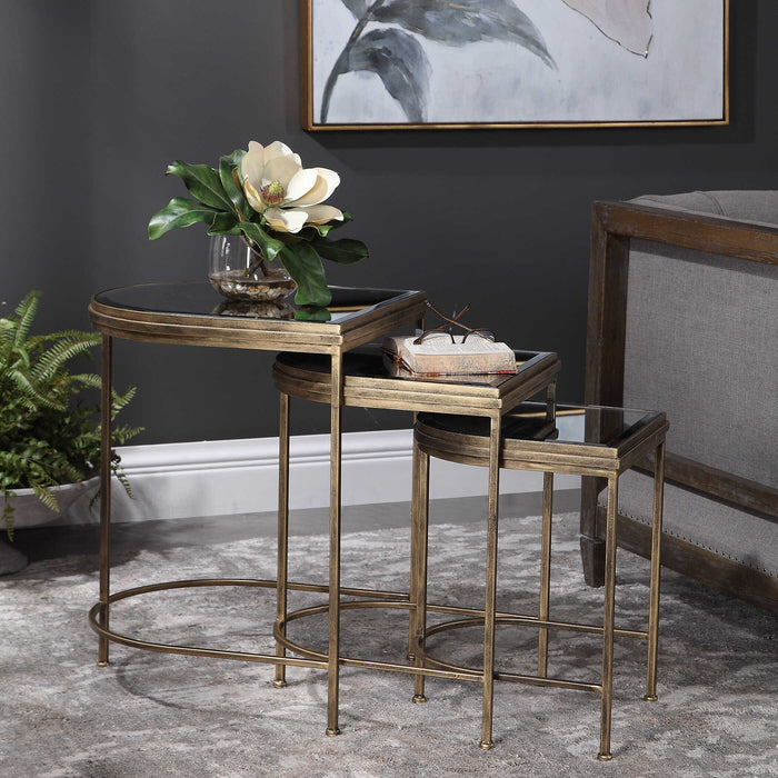 India Nesting Tables, Set/3 Antique Brushed Gold-Furniture-Uttermost-Lighting Design Store