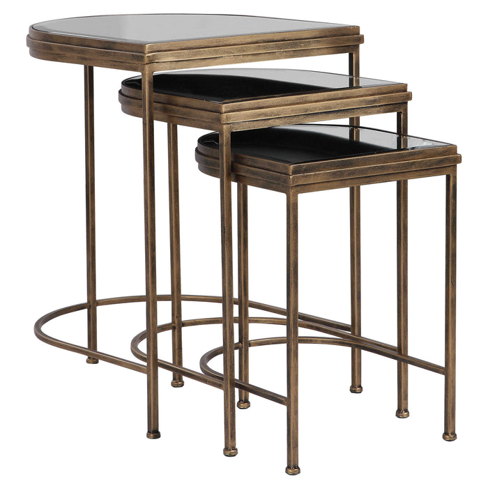India Nesting Tables, Set/3 Antique Brushed Gold-Furniture-Uttermost-Lighting Design Store