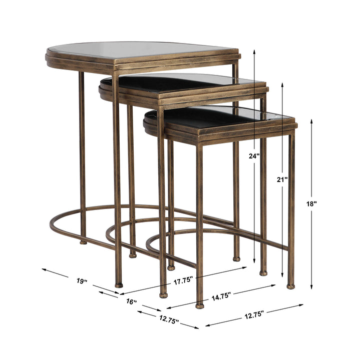 India Nesting Tables, Set/3 Antique Brushed Gold-Furniture-Uttermost-Lighting Design Store