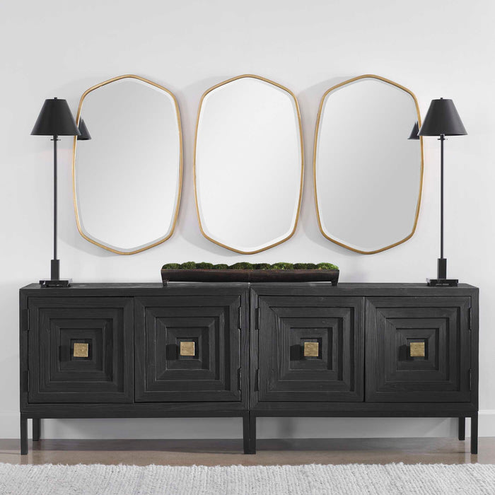 Aiken Cabinet Brushed Brass-Furniture-Uttermost-Lighting Design Store