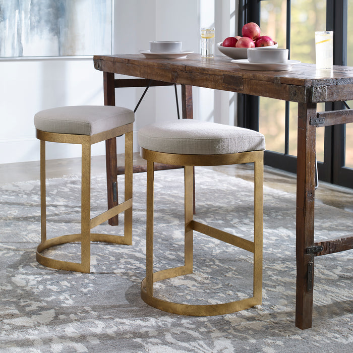 Ivanna Counter Stool Antique Gold Leaf-Furniture-Uttermost-Lighting Design Store