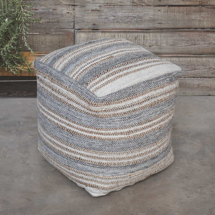 Mesick Pouf Light Gray, Cream, And Natural Tones-Furniture-Uttermost-Lighting Design Store