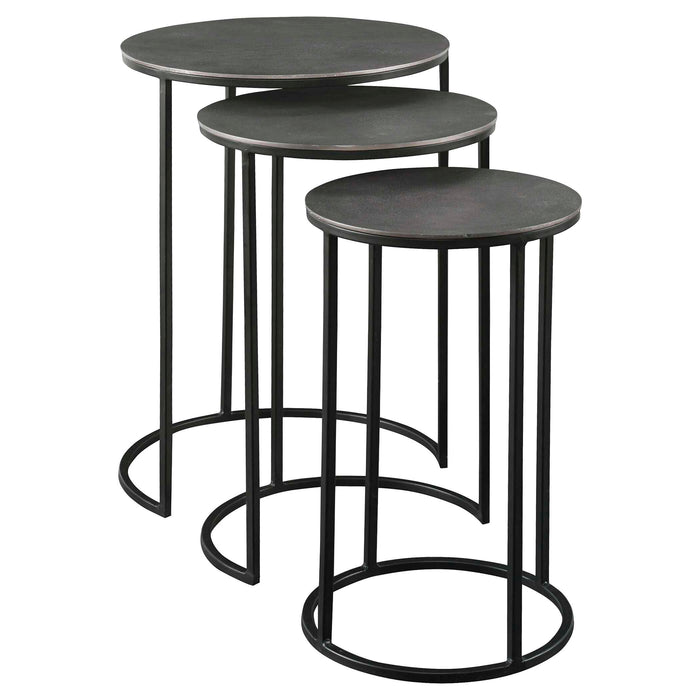 Erik Nesting Tables, Set/3 Antique Nickel-Furniture-Uttermost-Lighting Design Store
