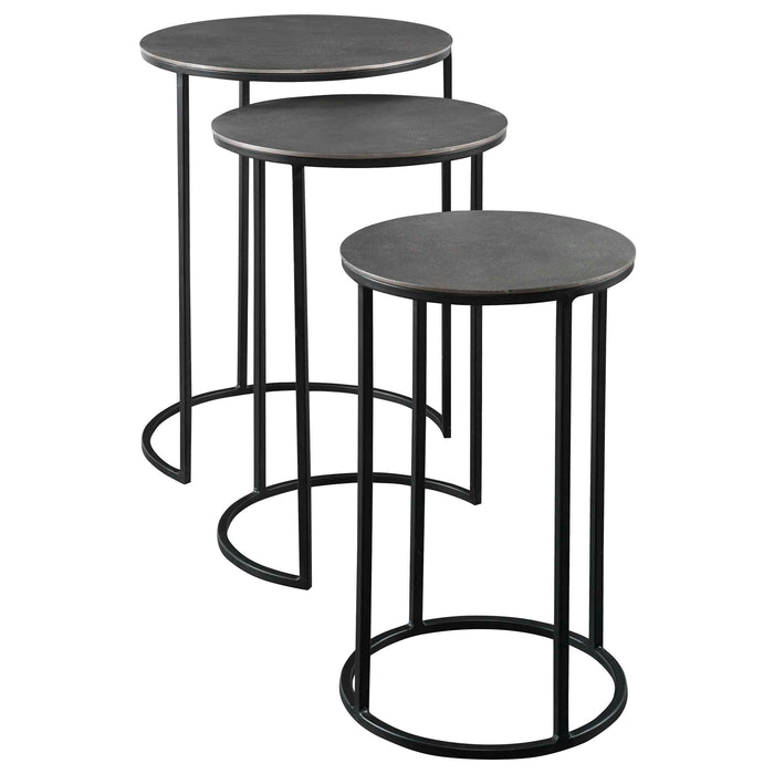 Erik Nesting Tables, Set/3 Antique Nickel-Furniture-Uttermost-Lighting Design Store