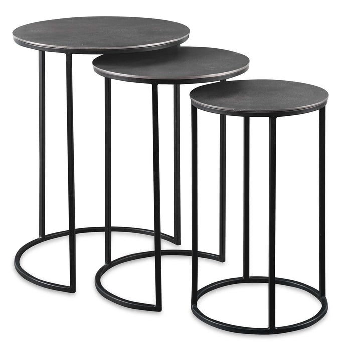 Erik Nesting Tables, Set/3 Antique Nickel-Furniture-Uttermost-Lighting Design Store
