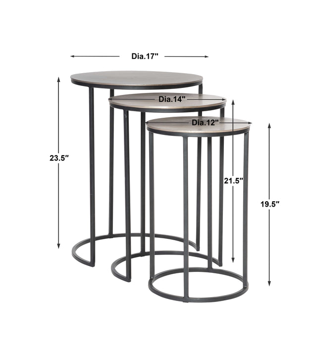 Erik Nesting Tables, Set/3 Antique Nickel-Furniture-Uttermost-Lighting Design Store