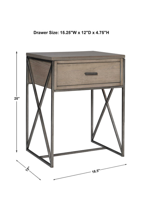 Cartwright Side Table Brushed Pewter-Furniture-Uttermost-Lighting Design Store