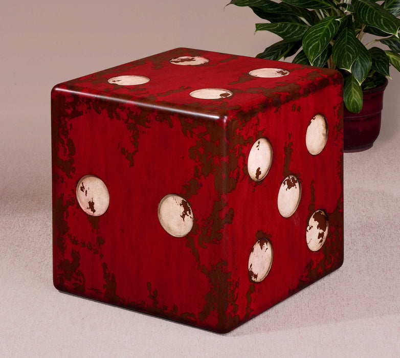 Dice Accent Table Burnt Red-Furniture-Uttermost-Lighting Design Store