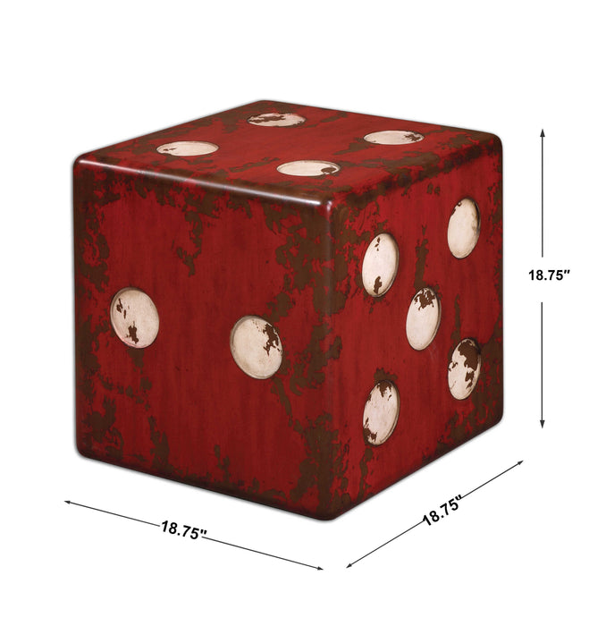 Dice Accent Table Burnt Red-Furniture-Uttermost-Lighting Design Store