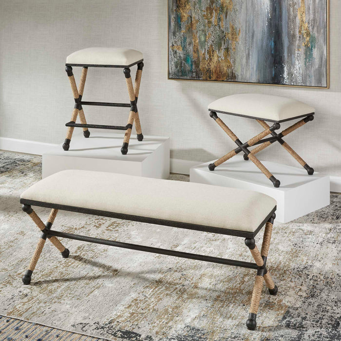 Firth Bench Rustic Iron-Furniture-Uttermost-Lighting Design Store