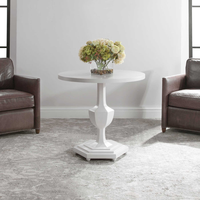 Kabarda Foyer Table Gloss White-Furniture-Uttermost-Lighting Design Store
