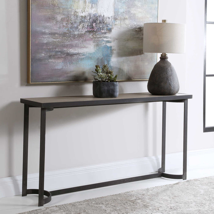 Basuto Console Table Aged Steel-Furniture-Uttermost-Lighting Design Store