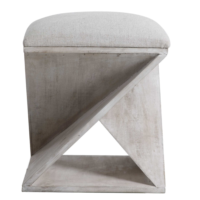 Benue Ottoman White Washed-Furniture-Uttermost-Lighting Design Store