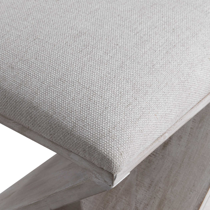 Benue Ottoman White Washed-Furniture-Uttermost-Lighting Design Store