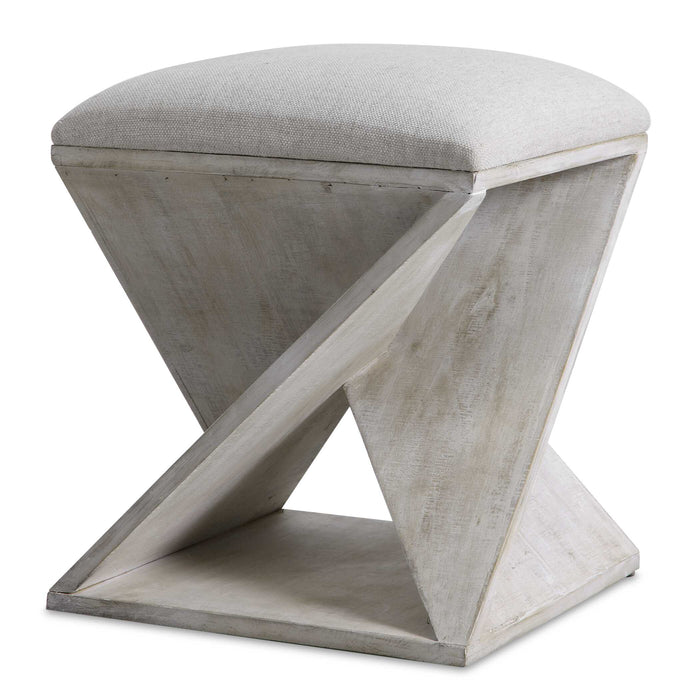 Benue Ottoman White Washed-Furniture-Uttermost-Lighting Design Store