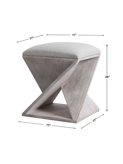 Benue Ottoman White Washed-Furniture-Uttermost-Lighting Design Store