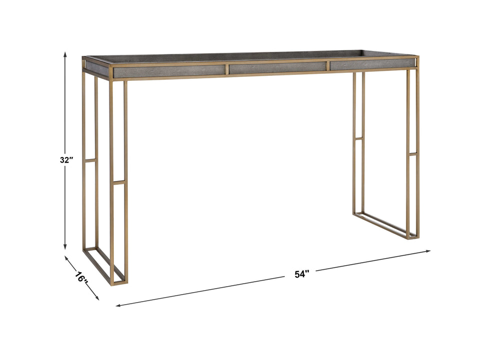 Cardew Console Table Brushed Brass-Furniture-Uttermost-Lighting Design Store