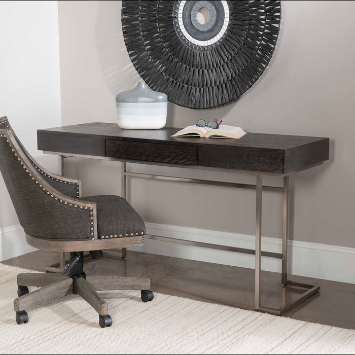 Claude Desk Smoke Gray-Furniture-Uttermost-Lighting Design Store