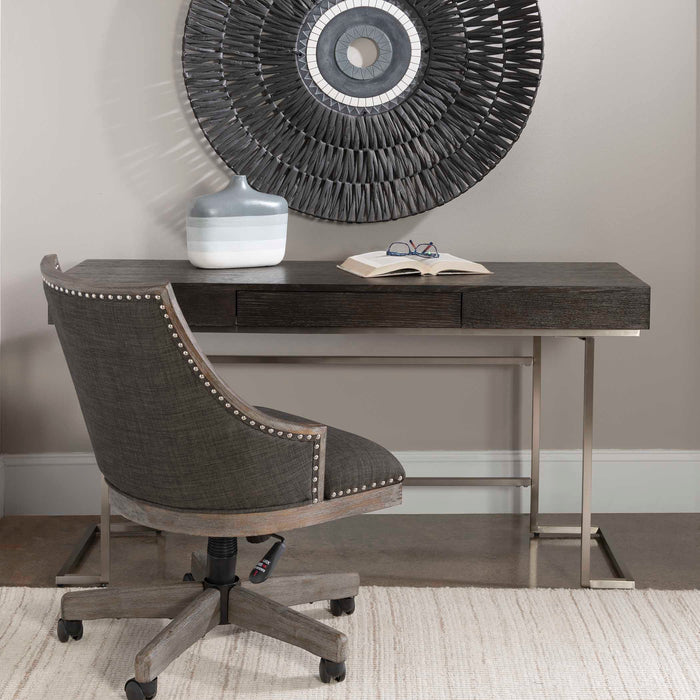 Claude Desk Smoke Gray-Furniture-Uttermost-Lighting Design Store
