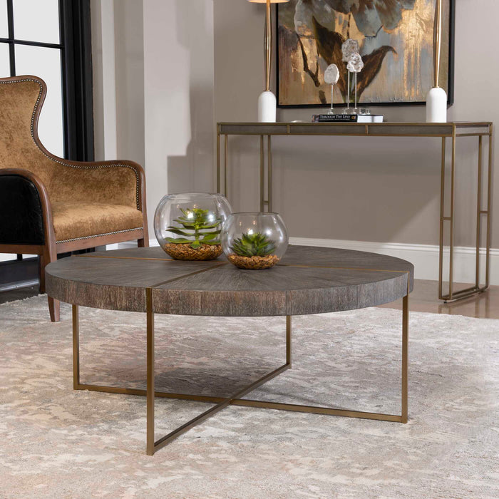 Taja Coffee Table Brushed Brass-Furniture-Uttermost-Lighting Design Store
