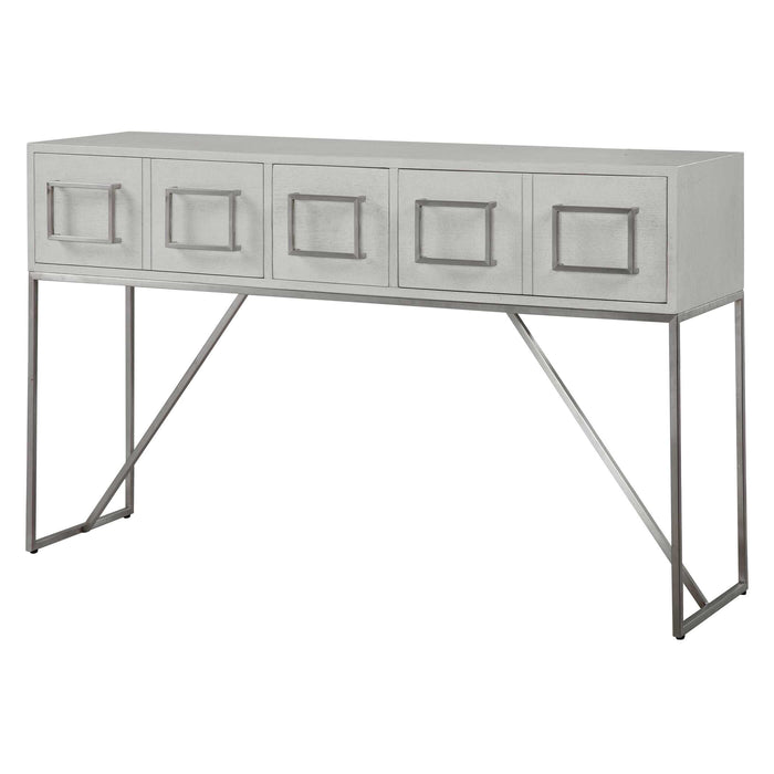 Abaya Console Table Soft White With Light Gray-Furniture-Uttermost-Lighting Design Store