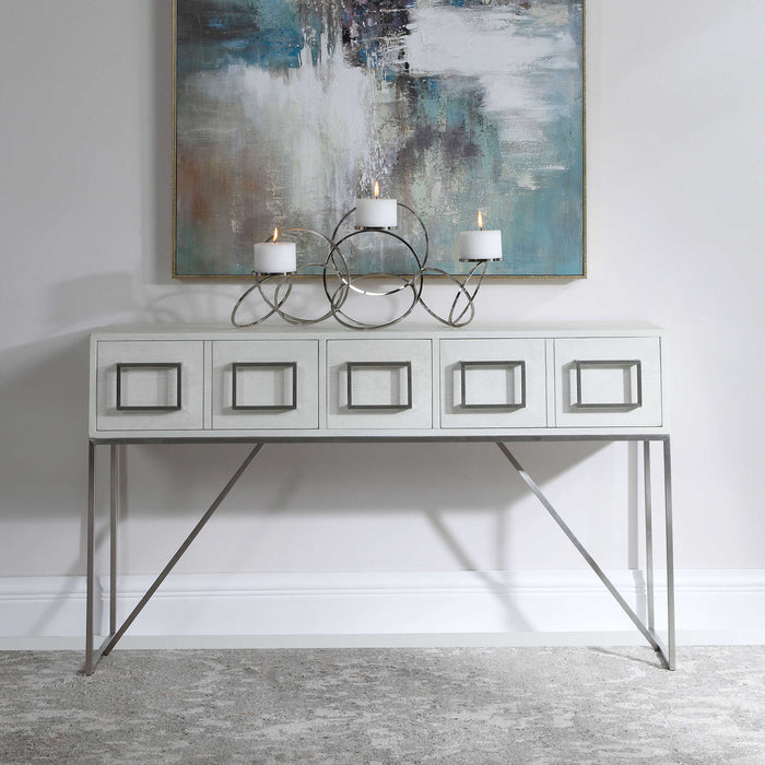 Abaya Console Table Soft White With Light Gray-Furniture-Uttermost-Lighting Design Store