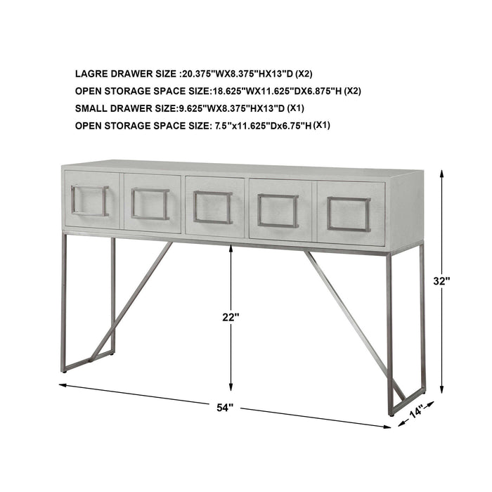 Abaya Console Table Soft White With Light Gray-Furniture-Uttermost-Lighting Design Store