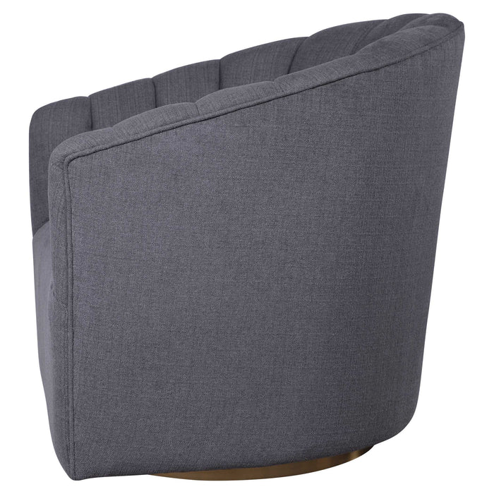 Cuthbert Swivel Chair Brushed Brass-Furniture-Uttermost-Lighting Design Store