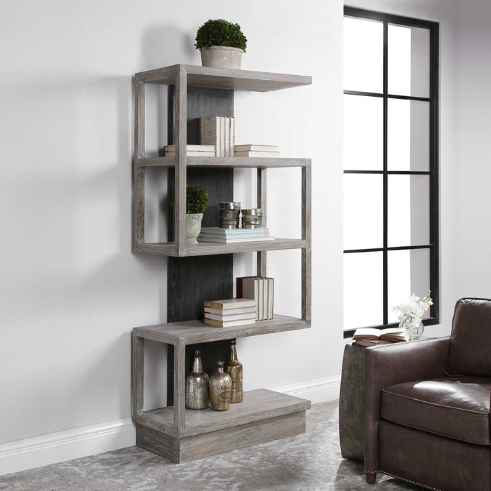 Nicasia Etagere Light Gray-Furniture-Uttermost-Lighting Design Store