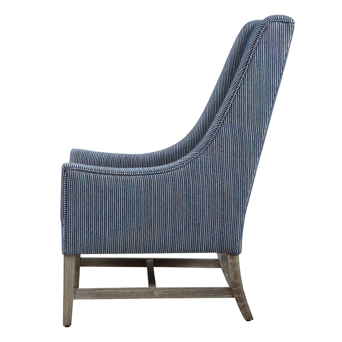 Galiot Accent Chair Blue And White-Furniture-Uttermost-Lighting Design Store