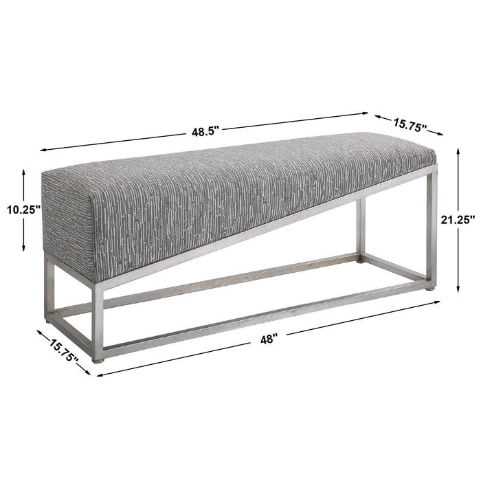 Uphill Climb Bench Brushed Silver Leaf-Furniture-Uttermost-Lighting Design Store