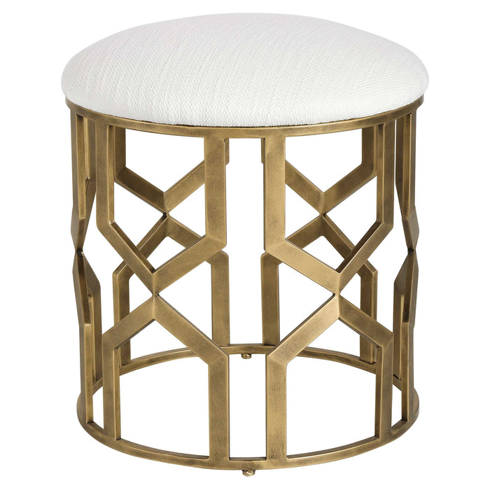 Trellis Accent Stool Antique Brushed Brass-Furniture-Uttermost-Lighting Design Store
