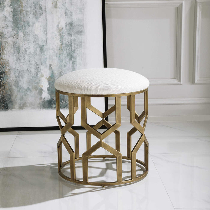 Trellis Accent Stool Antique Brushed Brass-Furniture-Uttermost-Lighting Design Store