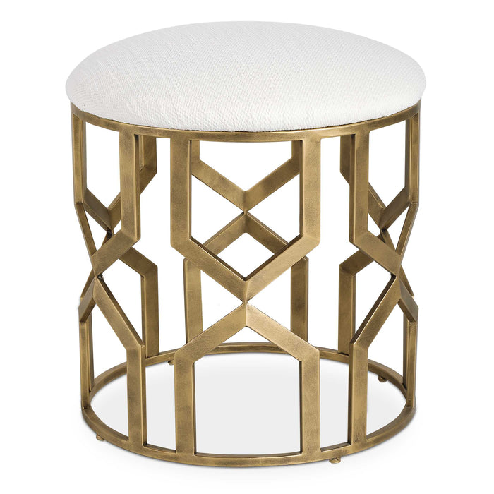 Trellis Accent Stool Antique Brushed Brass-Furniture-Uttermost-Lighting Design Store