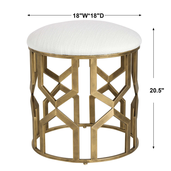 Trellis Accent Stool Antique Brushed Brass-Furniture-Uttermost-Lighting Design Store