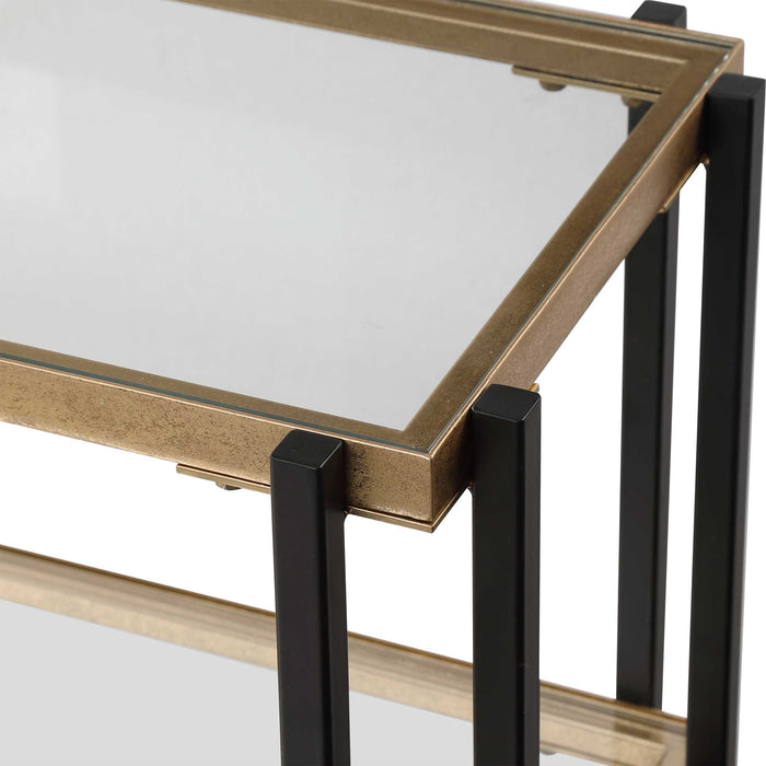 Kentmore Console Table Matte Black And Brushed Gold-Furniture-Uttermost-Lighting Design Store