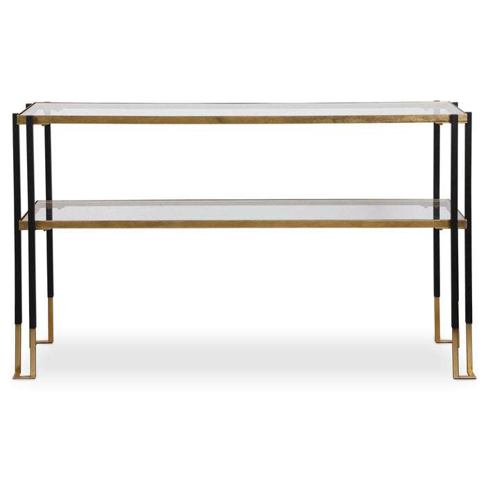 Kentmore Console Table Matte Black And Brushed Gold-Furniture-Uttermost-Lighting Design Store