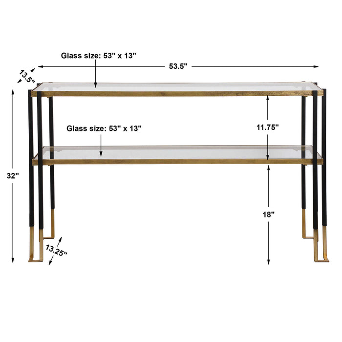 Kentmore Console Table Matte Black And Brushed Gold-Furniture-Uttermost-Lighting Design Store
