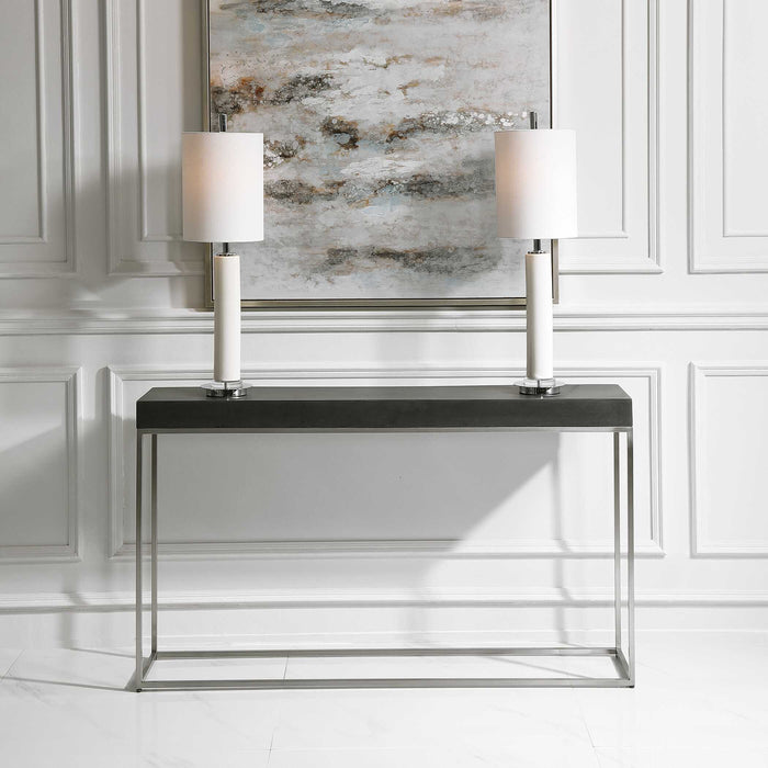 Jase Console Table Brushed Nickel Stainless Steel-Furniture-Uttermost-Lighting Design Store
