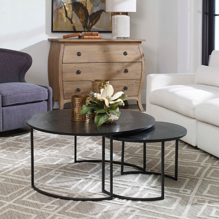 Barnette Coffee Tables S/2 Oxidized Black-Furniture-Uttermost-Lighting Design Store